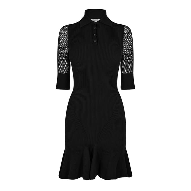 Collared Neck Mini Knit Dress