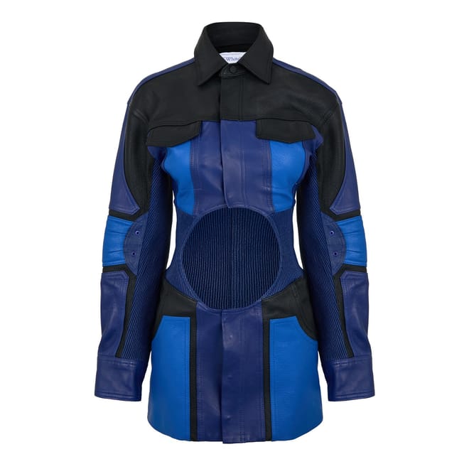 Leather Collared Neck Mini Dress