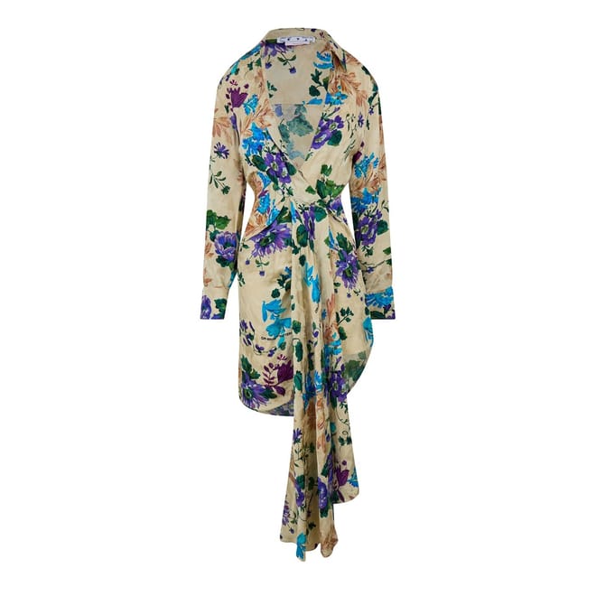 Bow V-Neck Midi Wrap Dress