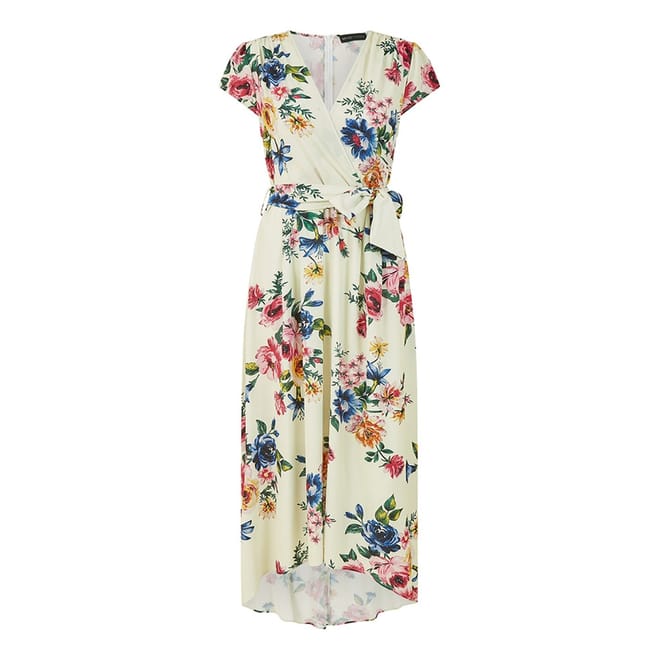 Floral Wrap Dip Hem Dress