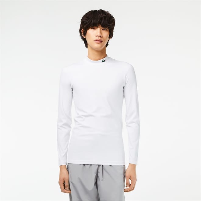 Mock Neck Crocodile Print Slim Fit T-Shirt