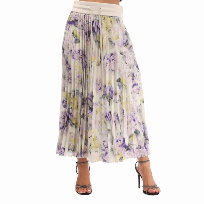 Chine Satin Plisse Skirt