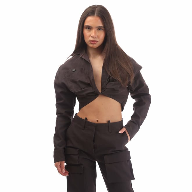 Twist Cropped Cargo Shirt