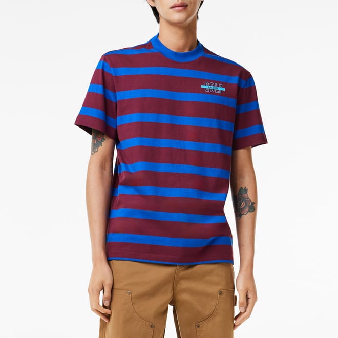 Striped 3D Print Cotton T-Shirt