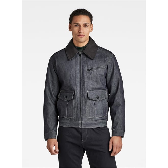 Elasticated Hem Denim Jacket with a Zip Pocket