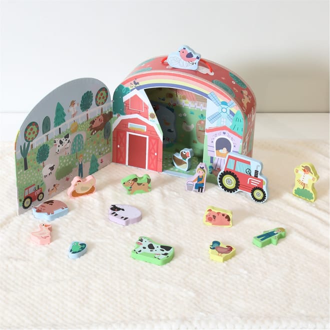 Wooden Carry Along Farm