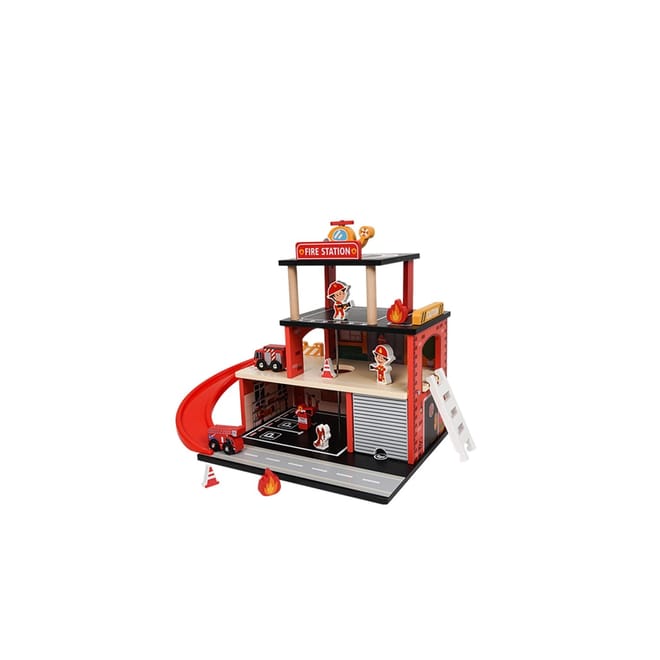 Wooden Fire Station Playset