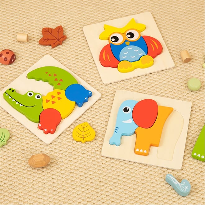 Wooden 3 Piece Animal Puzzle