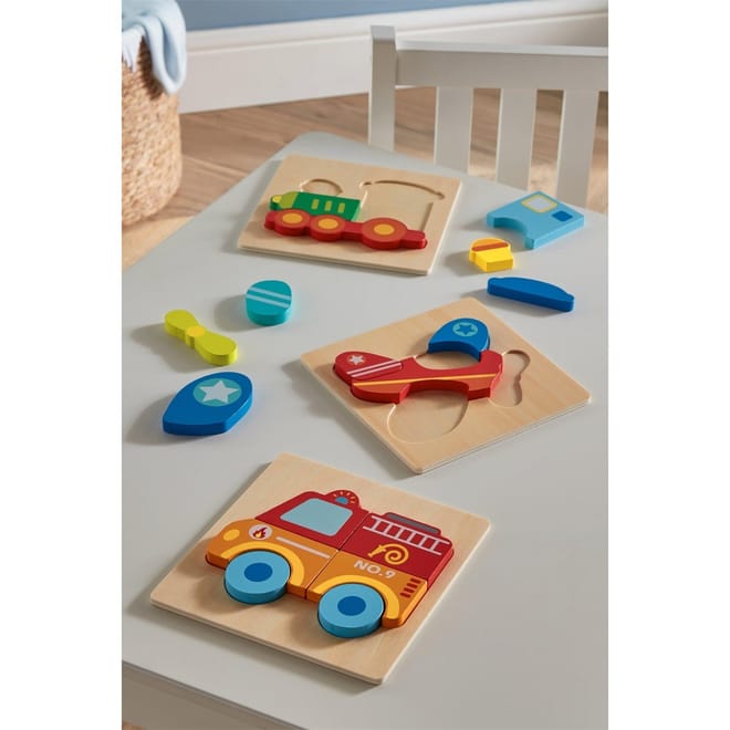 Wooden 3 Piece Vehicle Puzzle