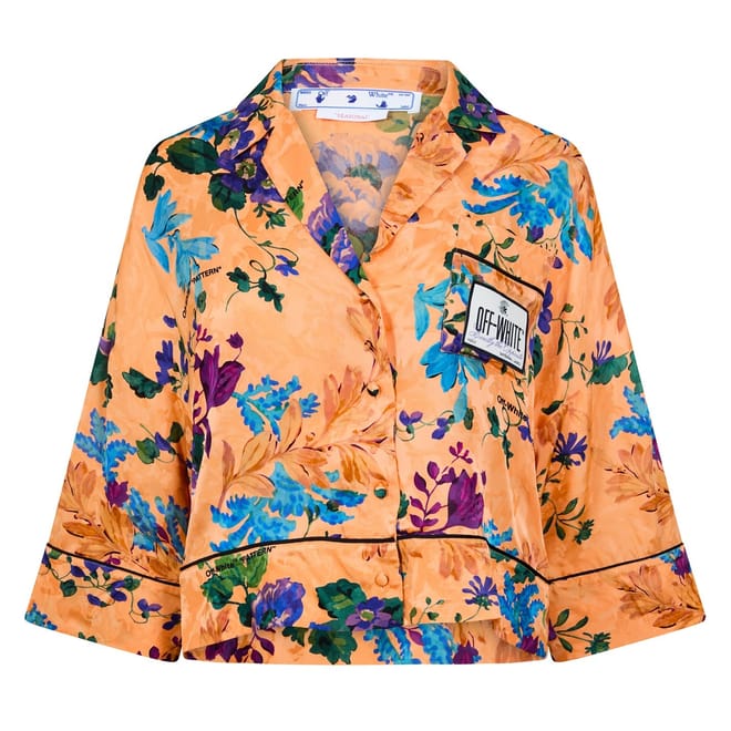 Satin Floral Patterned Short Sleeve Pyjama Top