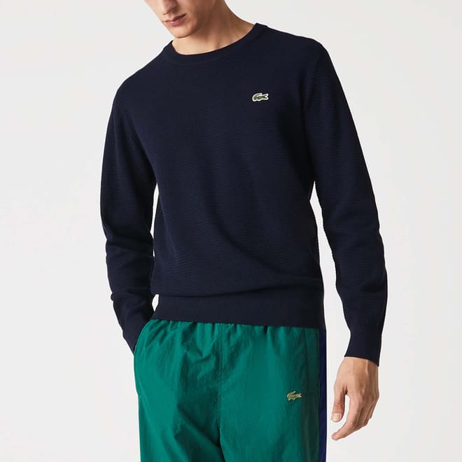 Mens Crew Neck Textured Organic Cotton Sweater