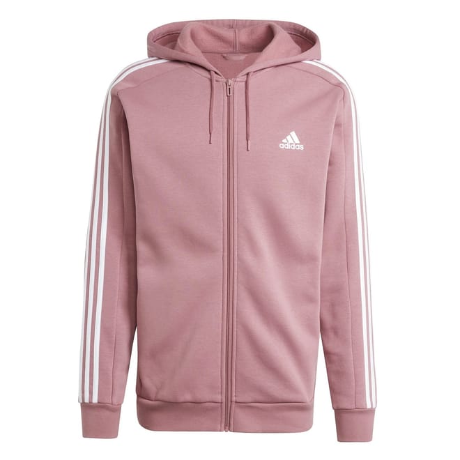 Mens Fleece 3 Stripes Full Zip Hoodie