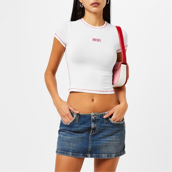 Maddie Cropped Lettering Slim Fit T-Shirt