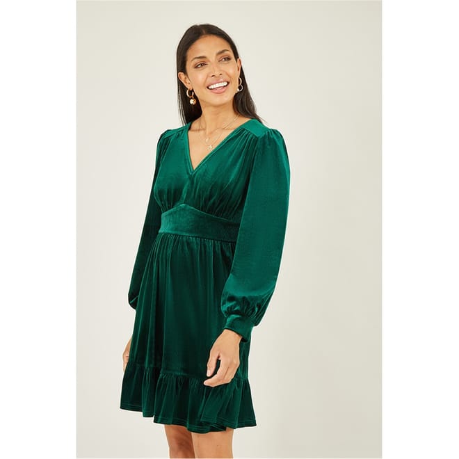 Velvet Long Sleeve Skater Dress