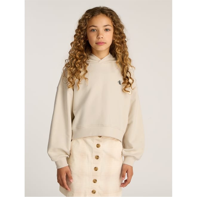 Cropped Hooded Logo Print Sweatshirt