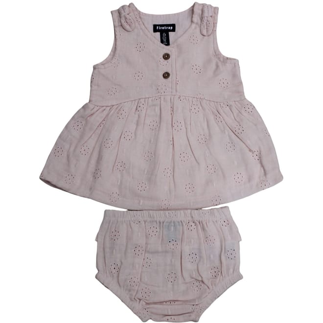 Girls Embroidered Cotton Dress  And  Bloomer Set