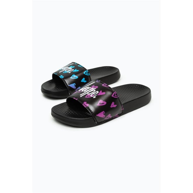 Heart Print Flat Heel Slides