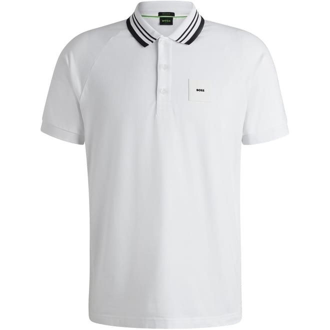 Ribbed Collar Raglan Sleeve Polo Shirt