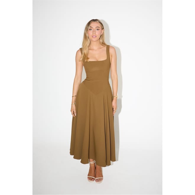 The Ultimate Muse Low Waist Square Neck Midi Dress