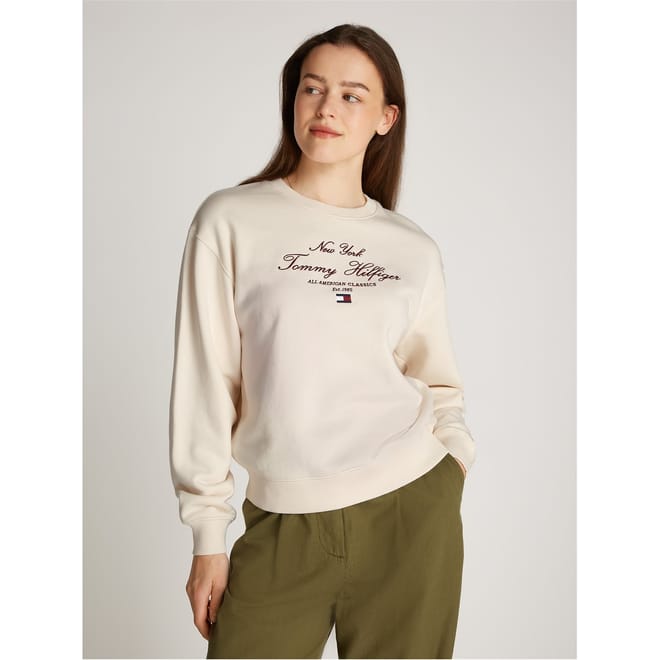 Script Regular Fit Embroidered Crew Neck Sweatshirt