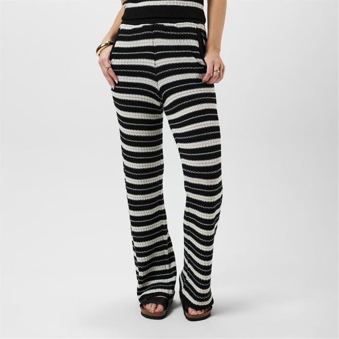 Wide Leg Striped Trousers