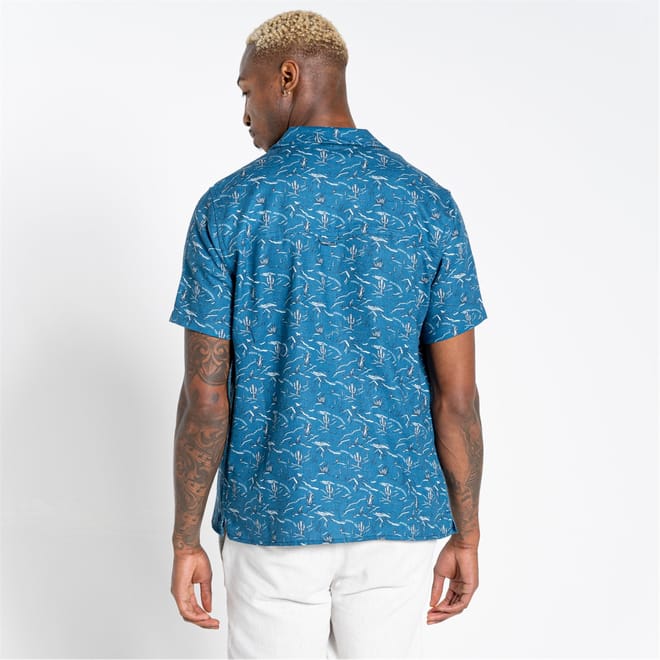 Hula Collared Neck Short Sleeve Shirt