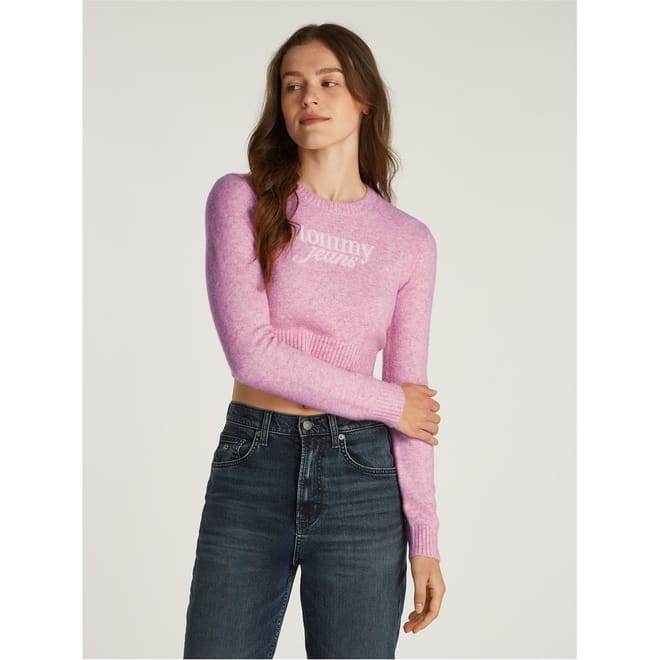 Cropped Script Slim Fit Sweater