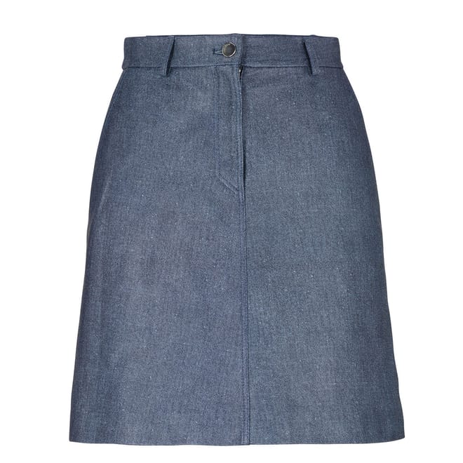C_Semara Denim Print Leather Mini Skirt