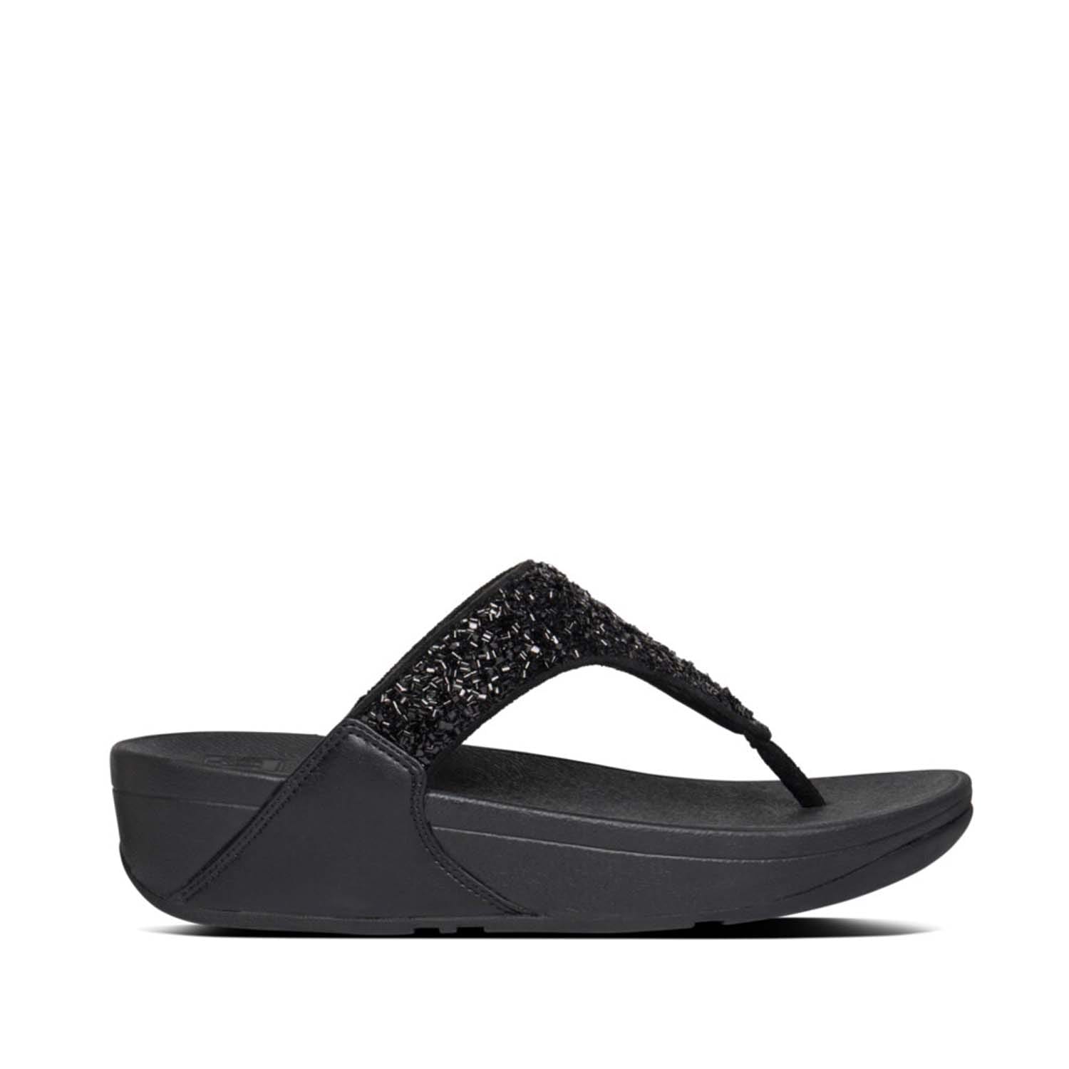 Fitflop Lulu Shimmerfoil Toe-Thong サンダル Black Fit Flop Lulu Shimmerfoil Toe-Thong Sandals - Get The