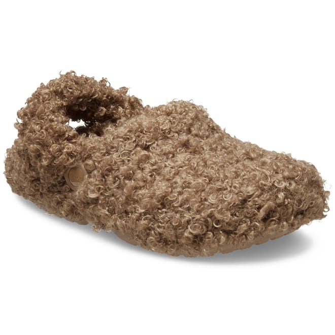 Textured Fur Mules Flat Heel