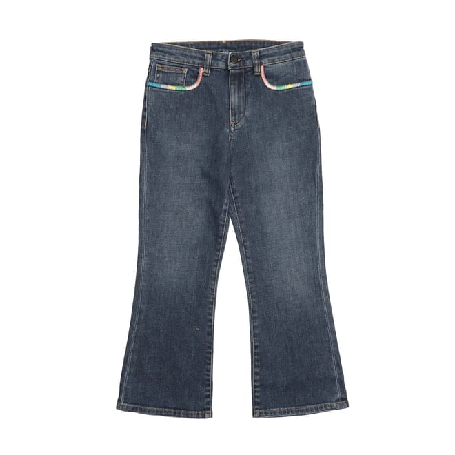 Juniors Medium Wash Embroidered Denim Jeans