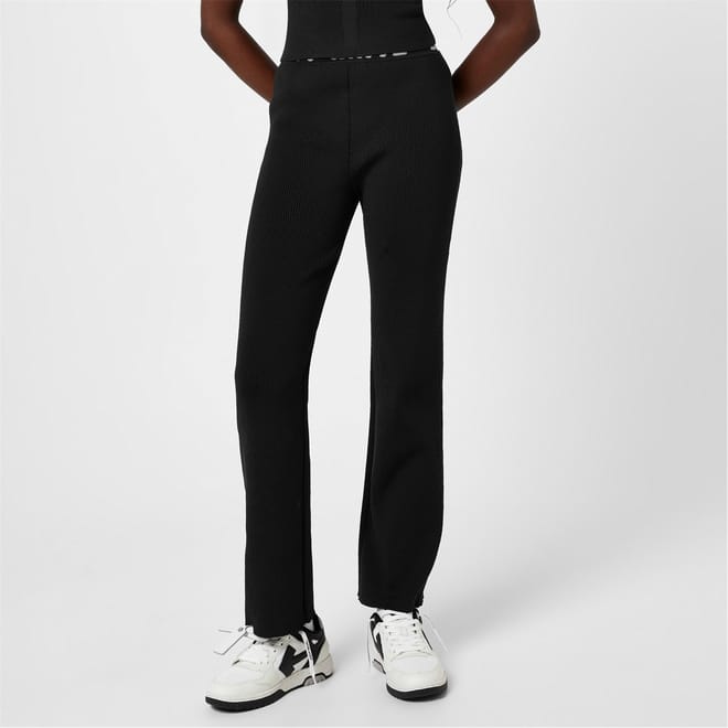 Ribbed Lettering Straight Pants