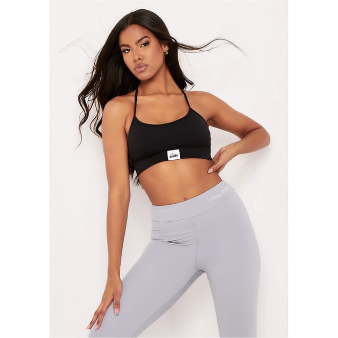 Sport Tab Logo Thick Strappy Gym Crop Top