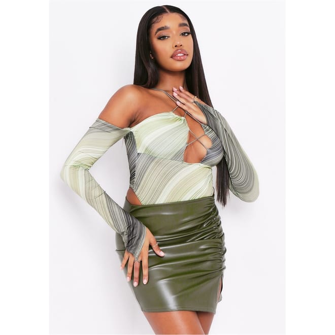 Pu Split Front Mini Skirt