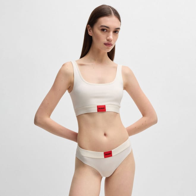 Red Logo Label Stretch Cotton Bralette