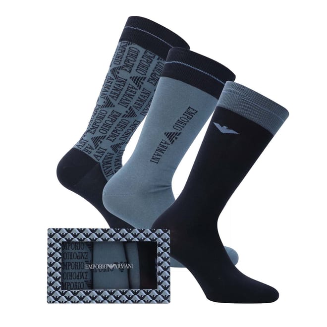 3 Pack of Jacquard Logo Socks