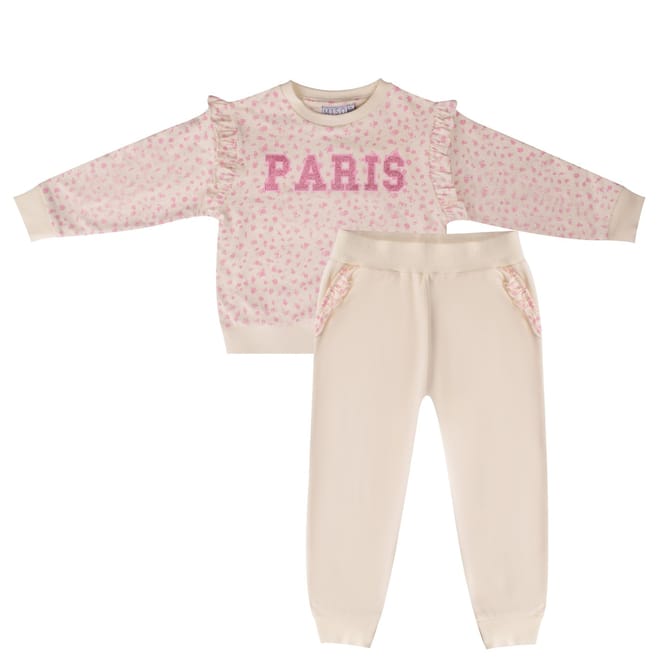 Paris Crew Ribbed Hem Straight Leg Top and Jogger Set