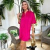 Detail Gold Button FronT-Shirt Dress