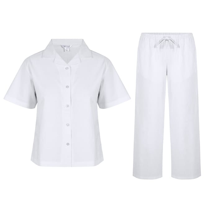 Collared Neck Short Sleeve Shirt Set