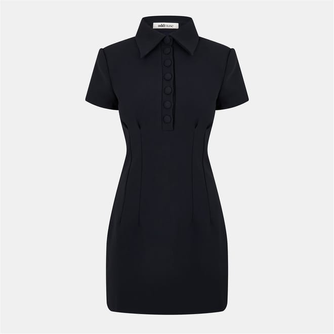 The Ultimate Button Plaquette Collared Mini Dress