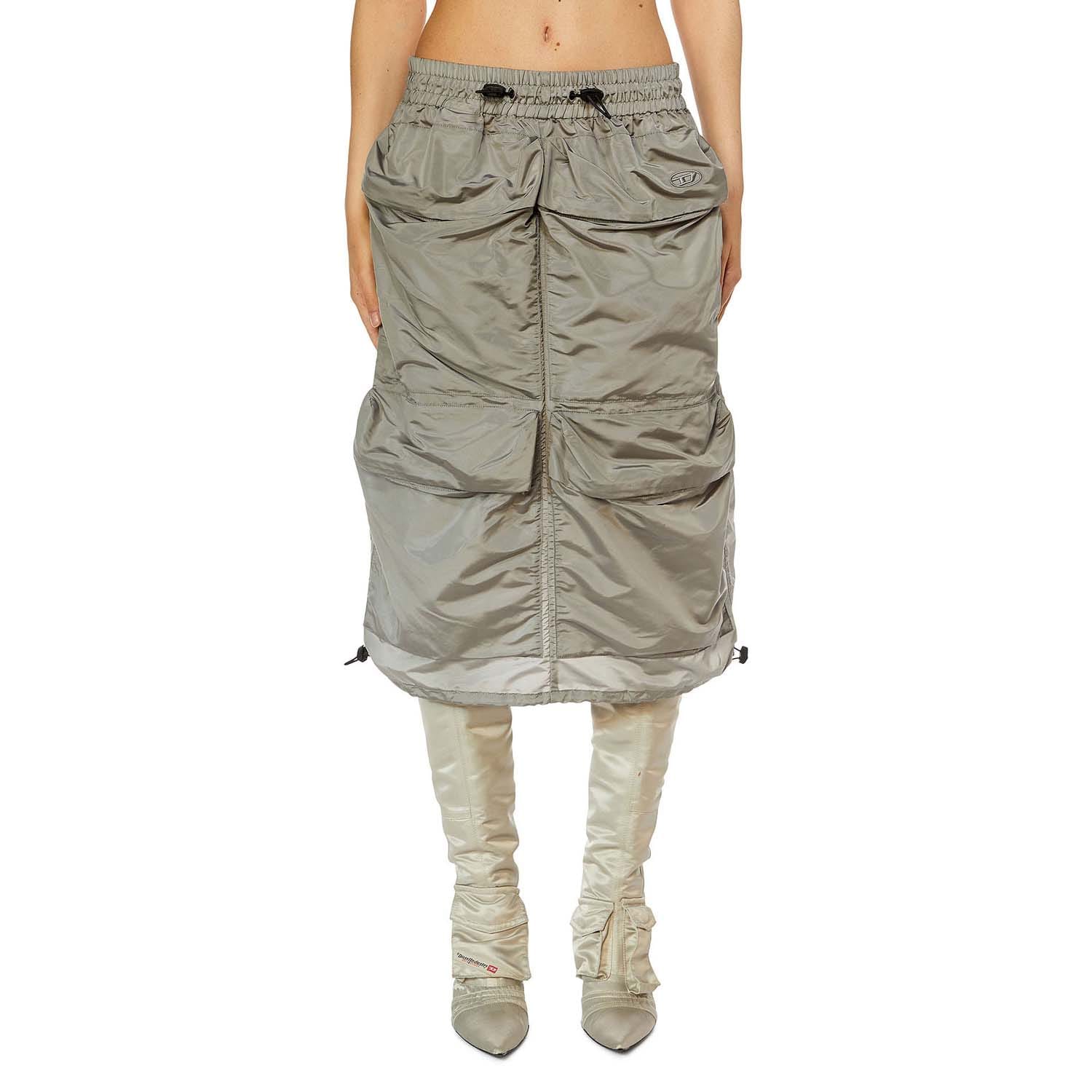 ★DIESEL★ O Windy Skirt Gray A128910AKAR9BX Grey Diesel O-Windy Cargo Midi Skirt - Get The Label