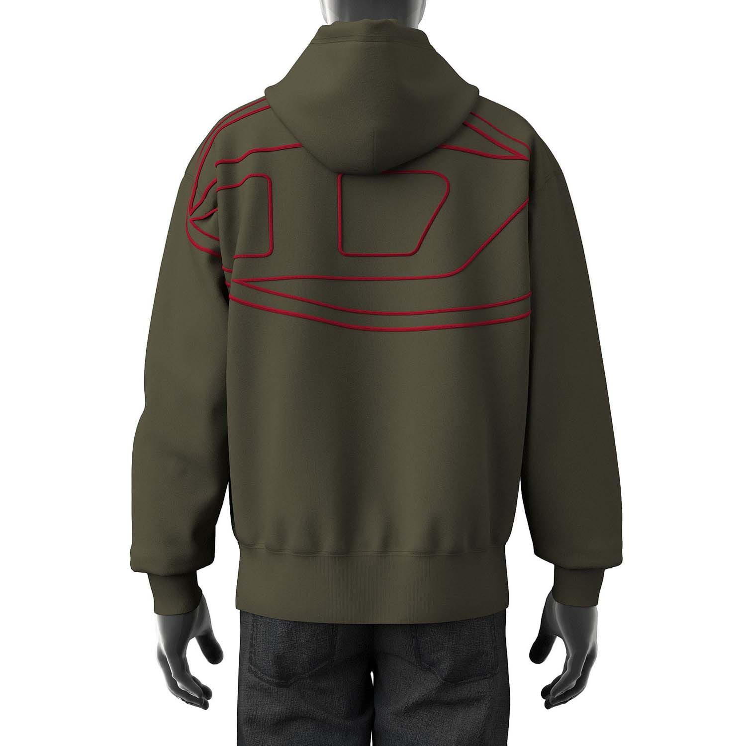 ★DIESEL★ S Max Megobal D Hood Olive Night A113040GYCJ51F A Green Diesel S-Macs-Hood-Megoval-D Hoodie - Get The Label
