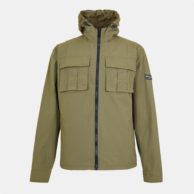 Hooded Snap Button Solid Patterned Overshirt