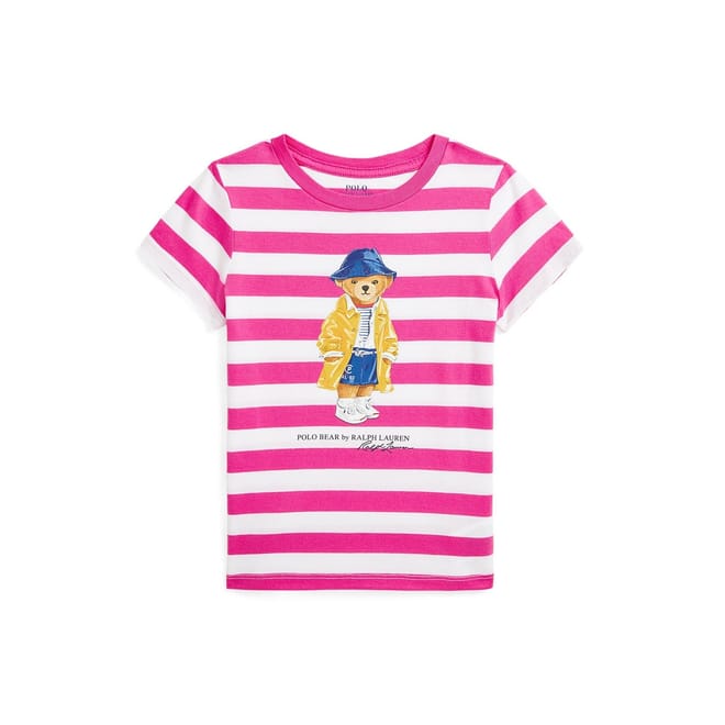 Striped Polo Bear Cotton Jersey T-Shirt Juniors