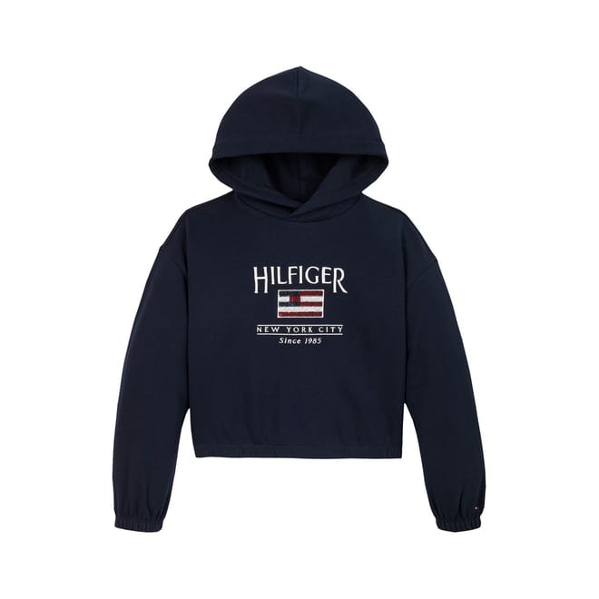 Sequin Flag Cropped Sweatshirt