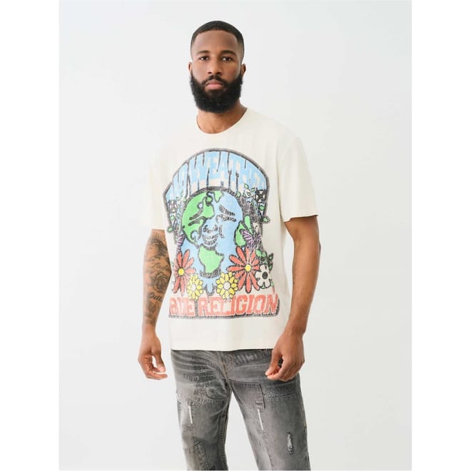 Regular Fit Globe Buddha Print T-Shirt
