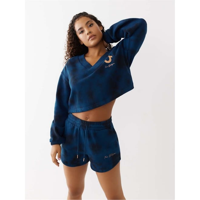 Foil Cropped Relaxed Fit Sweatshirt