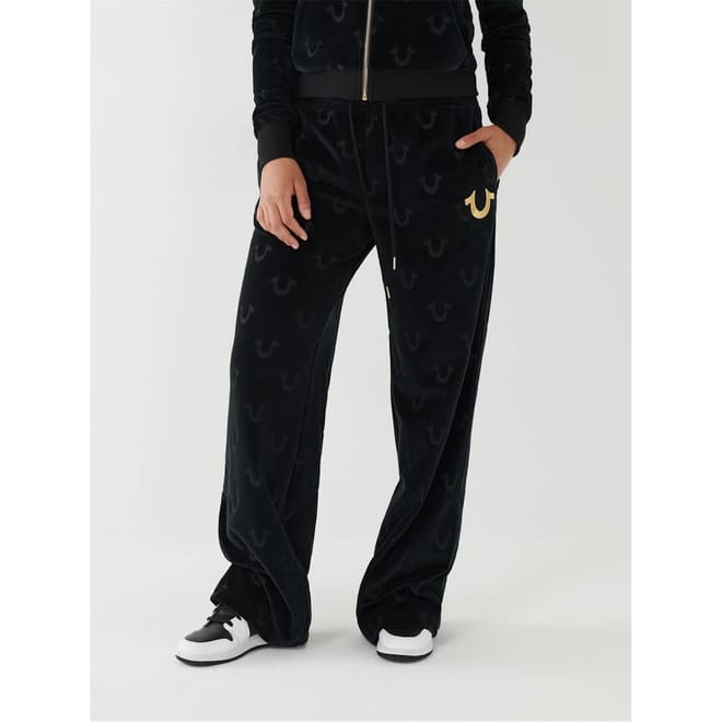 Velour Side Pocket Wide Leg Joggers