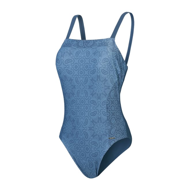 Geometric Patterned V-Back One-Piece Swimsuit