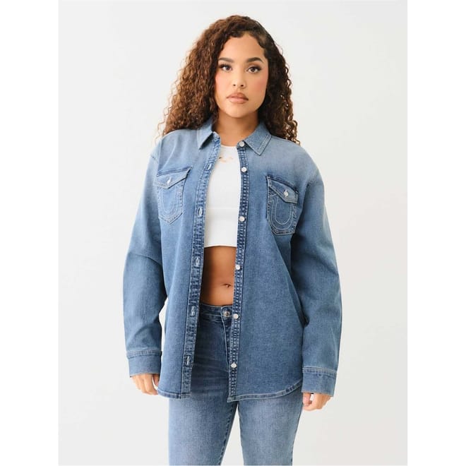 Denim Relaxed Fit Long Sleeve Shirt
